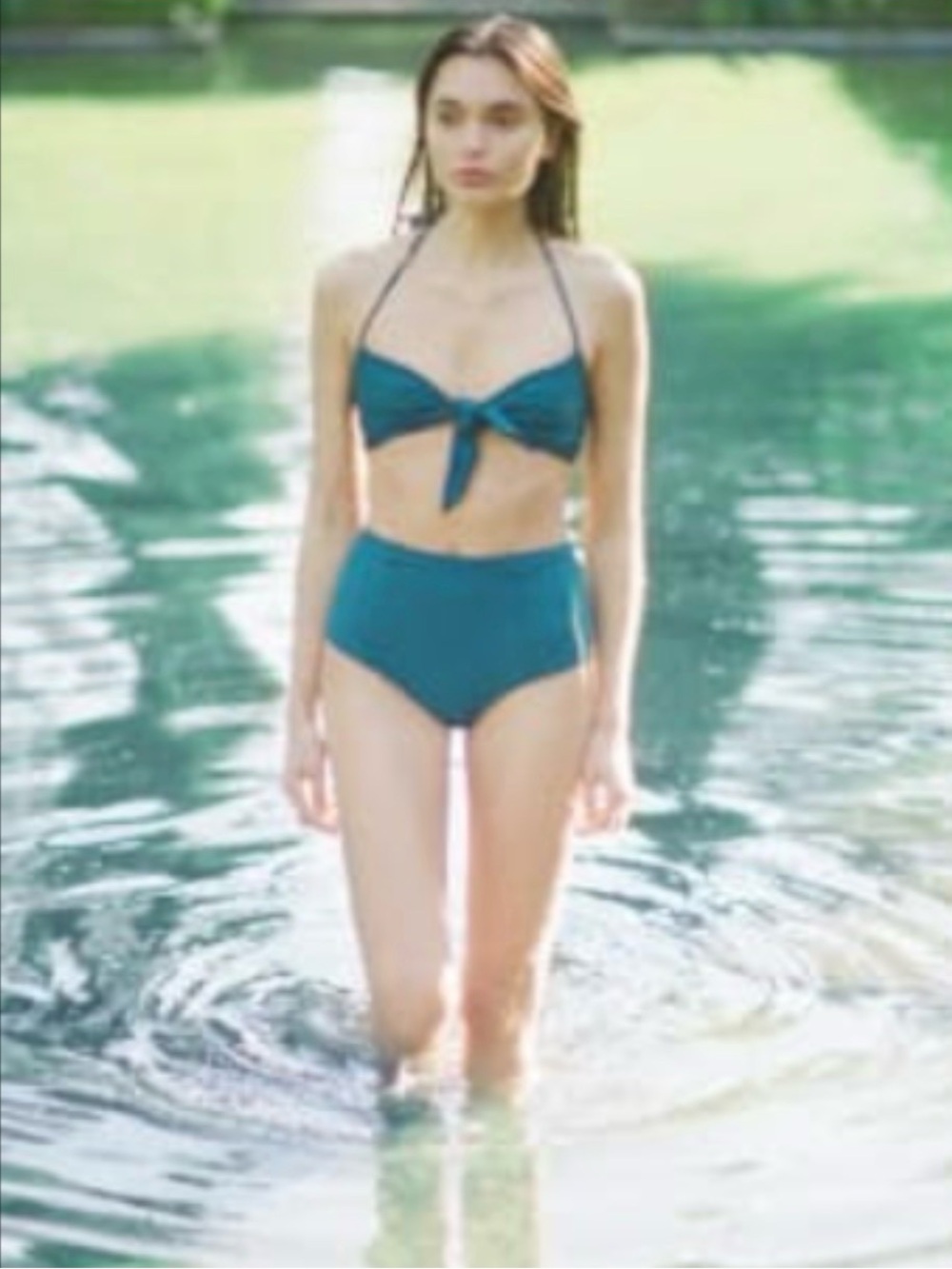 Reformation green Tie-Front High-Waist Bikini set